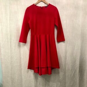 Express Dress Red High Neck High Low Zip Up Dress Womens S